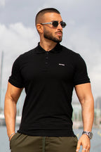 Nextage Black Cotton Polo Shirt