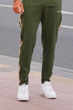 Olive Green Side Panel Eyelet Fashion Trouser