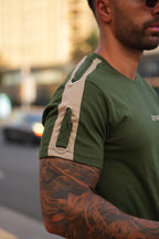 Olive Green Beige Stripe Tracksuit