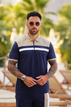 Nextage Navy Beige Polo Short Set