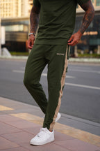 Olive Green Side Panel Eyelet Fashion Trouser