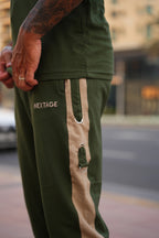 Olive Green Side Panel Eyelet Fashion Trouser