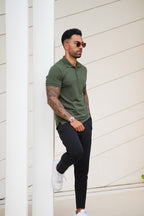 Nextage Olive Green Contrast Polo Tracksuit