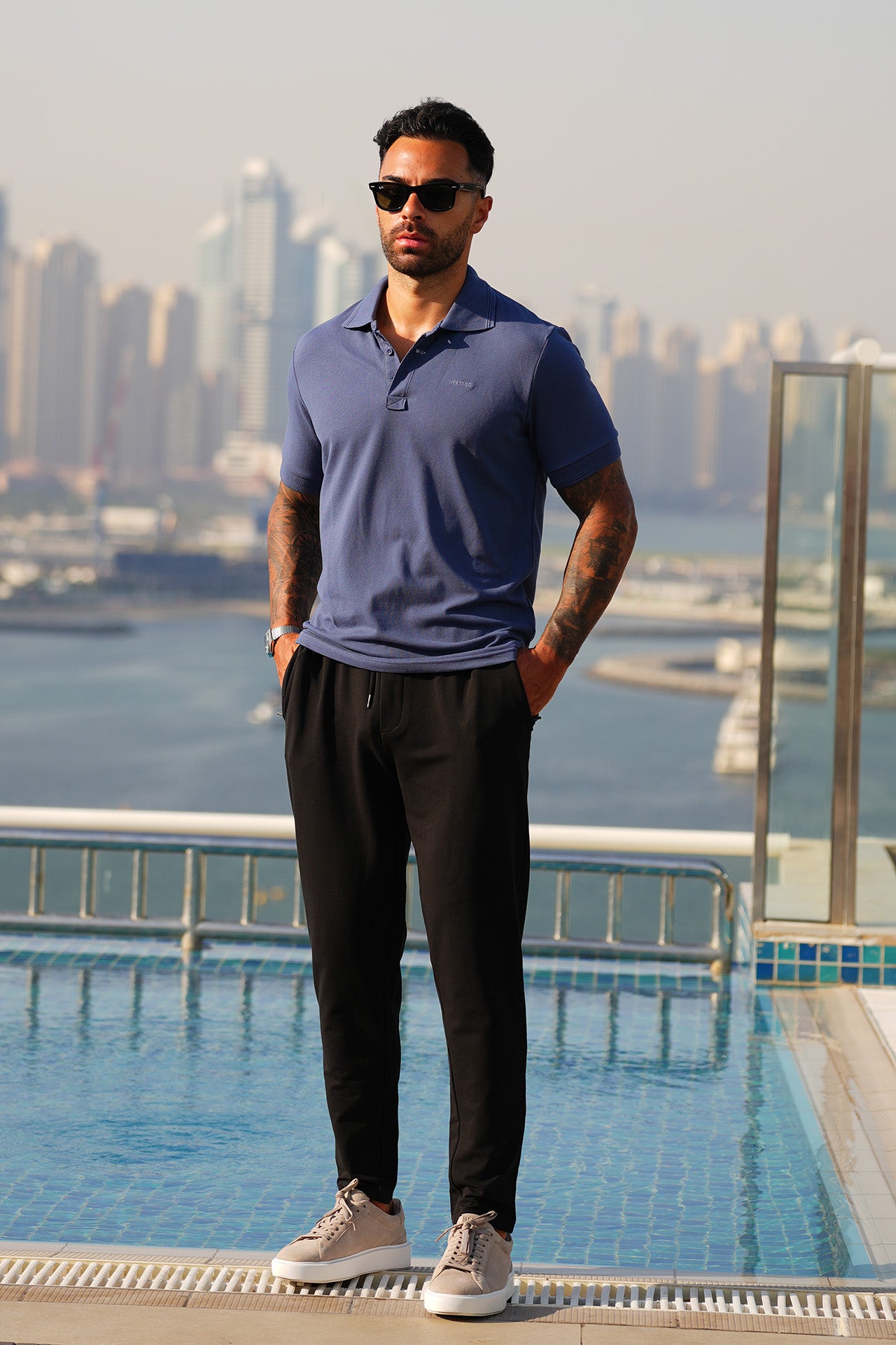 Blue Contrast Polo Tracksuit