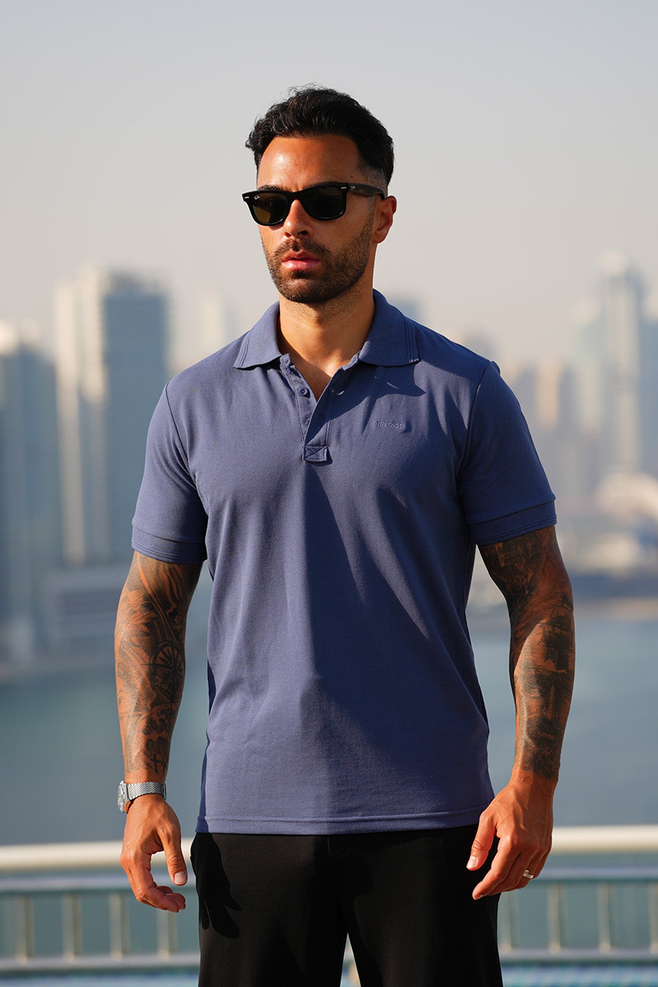 Blue Contrast Polo Tracksuit