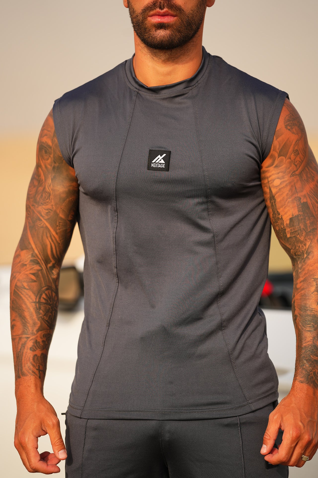 Sleeveless Dark Grey Short Set