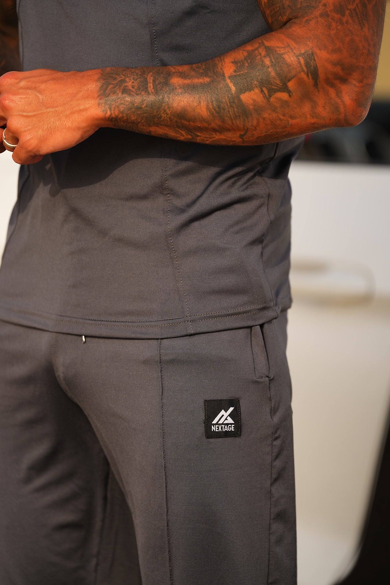 Sleeveless Dark Grey Short Set