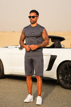 Sleeveless Dark Grey Short Set
