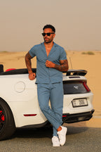 Captain Blue Premium Crinkle Light Weight Tracksuit