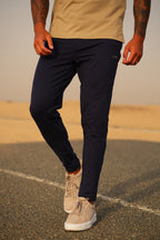 Slogan Embroidered Beige Navy Polo Tracksuit