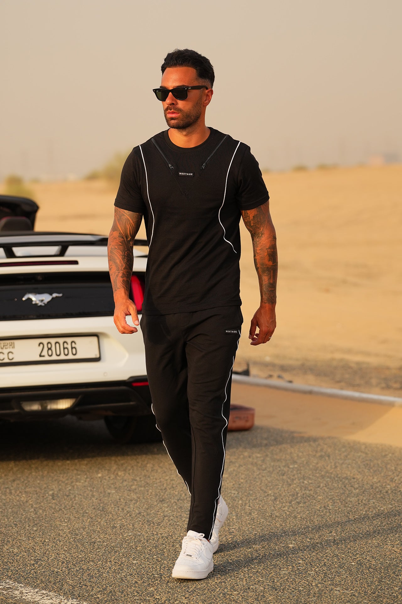 Black Piping Zip Detail Premium Tracksuit