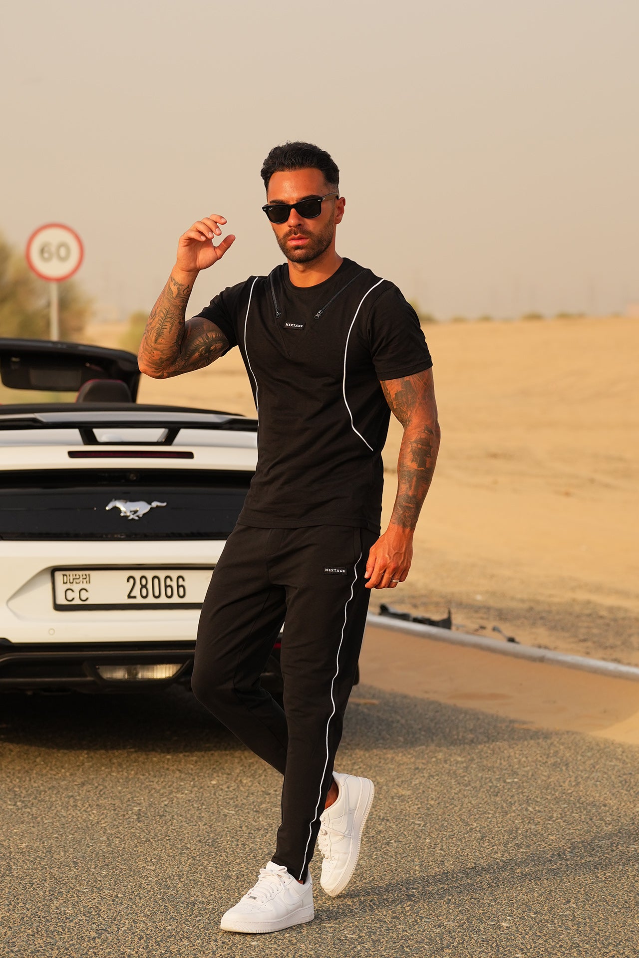 Black Piping Zip Detail Premium Tracksuit