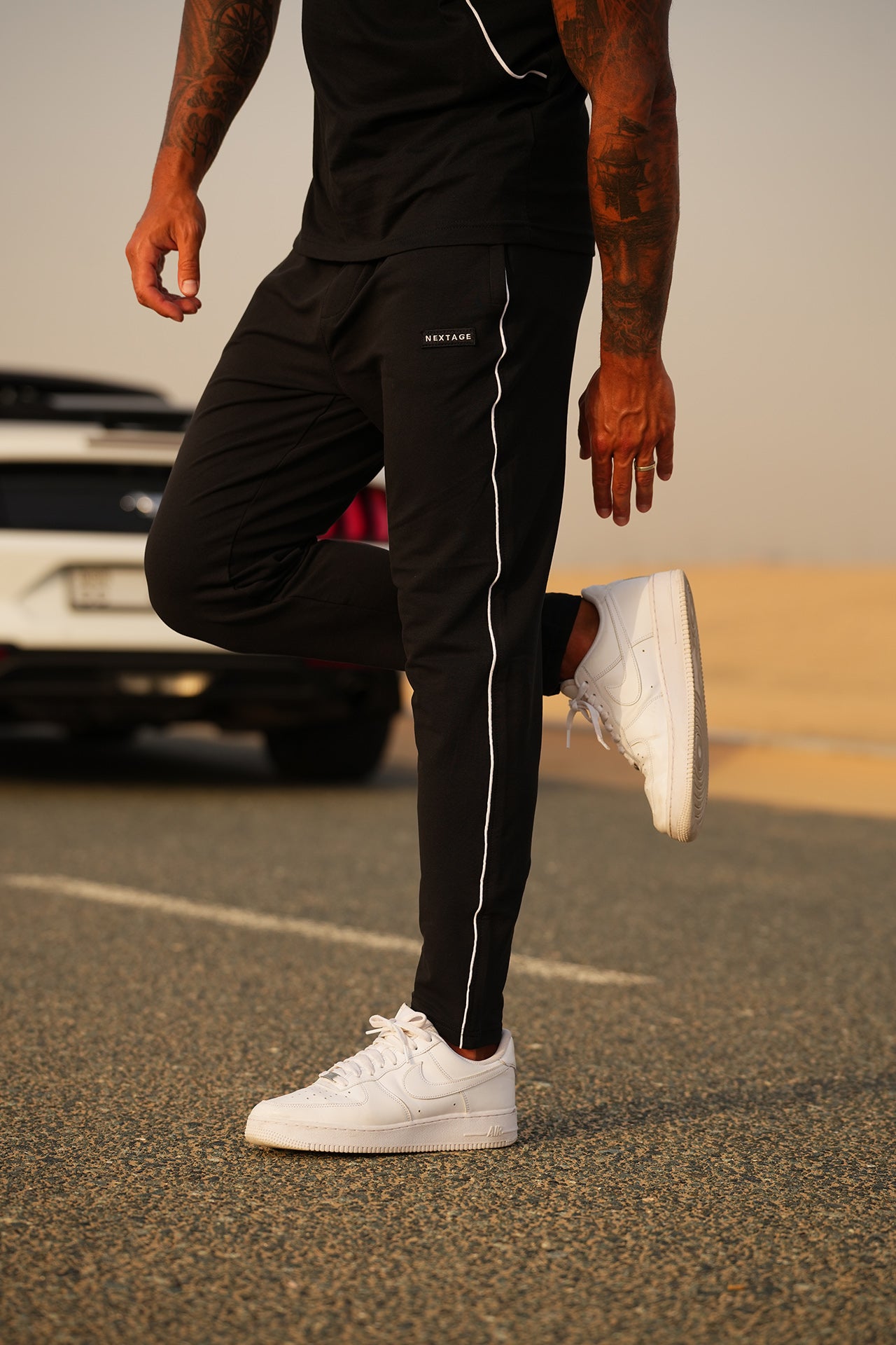 Black Piping Zip Detail Premium Tracksuit