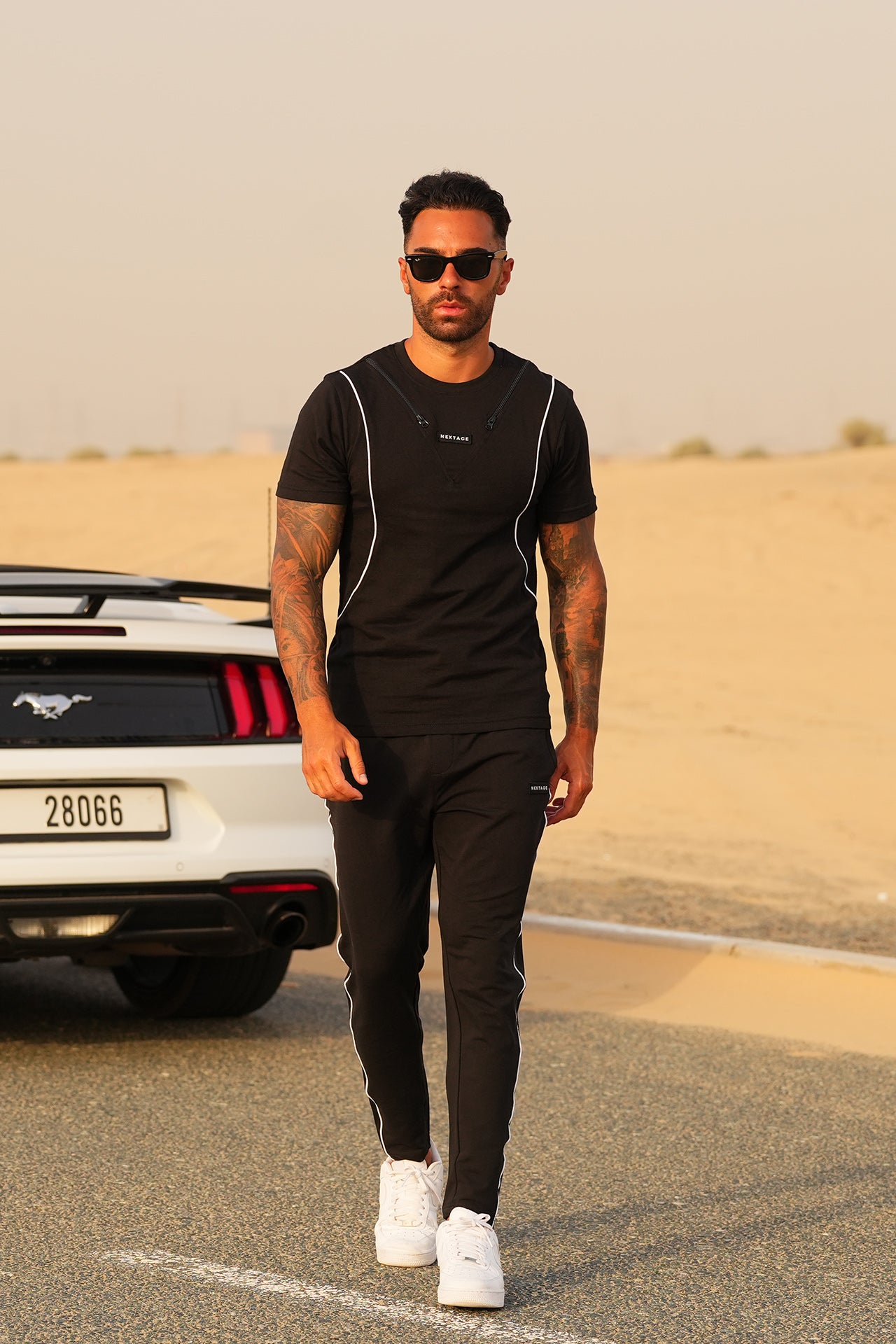 Black Piping Zip Detail Premium Tracksuit