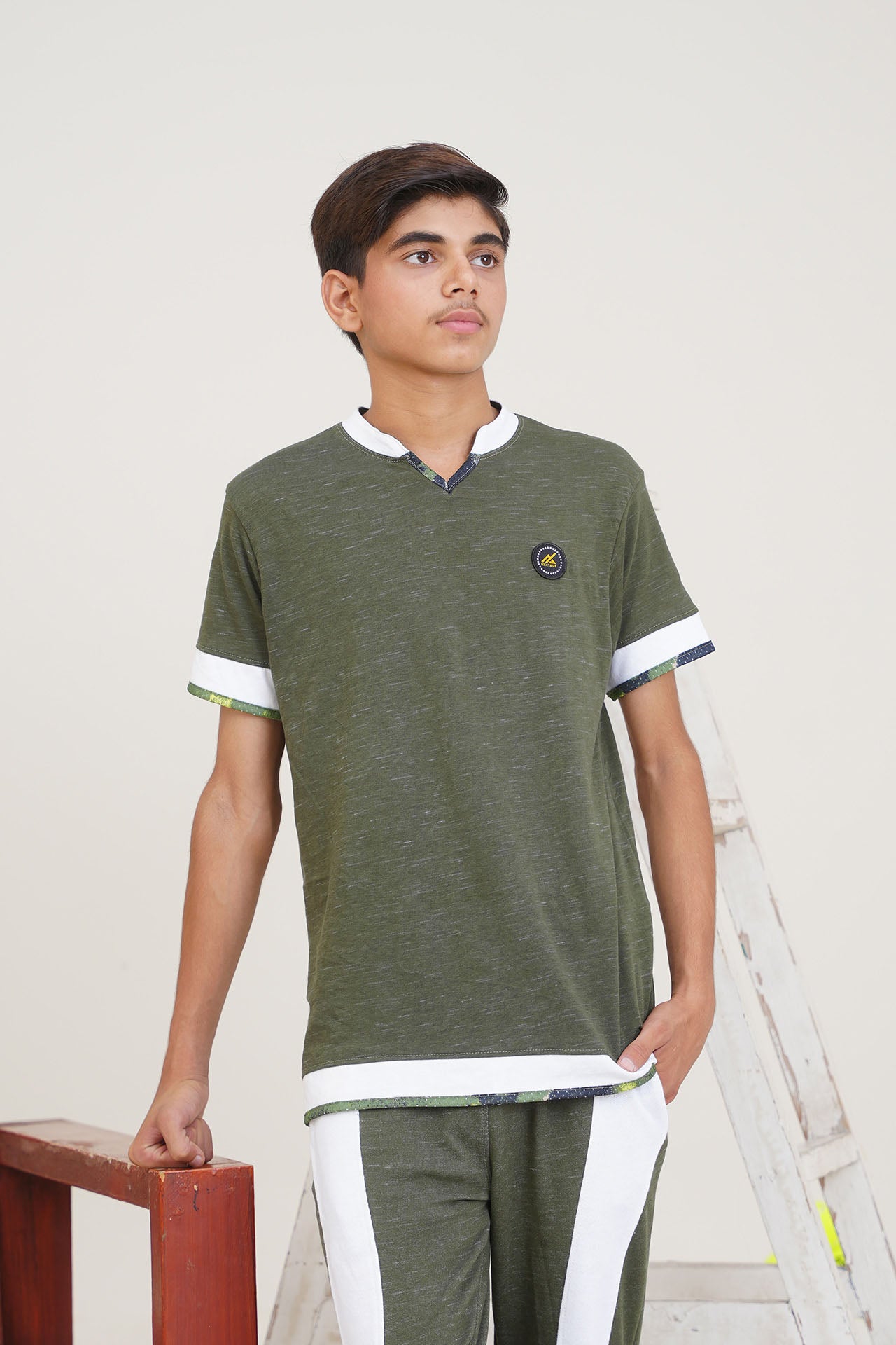 Nextage kids Green White Slub Textured Tracksuit