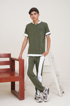 Nextage kids Green White Slub Textured Tracksuit