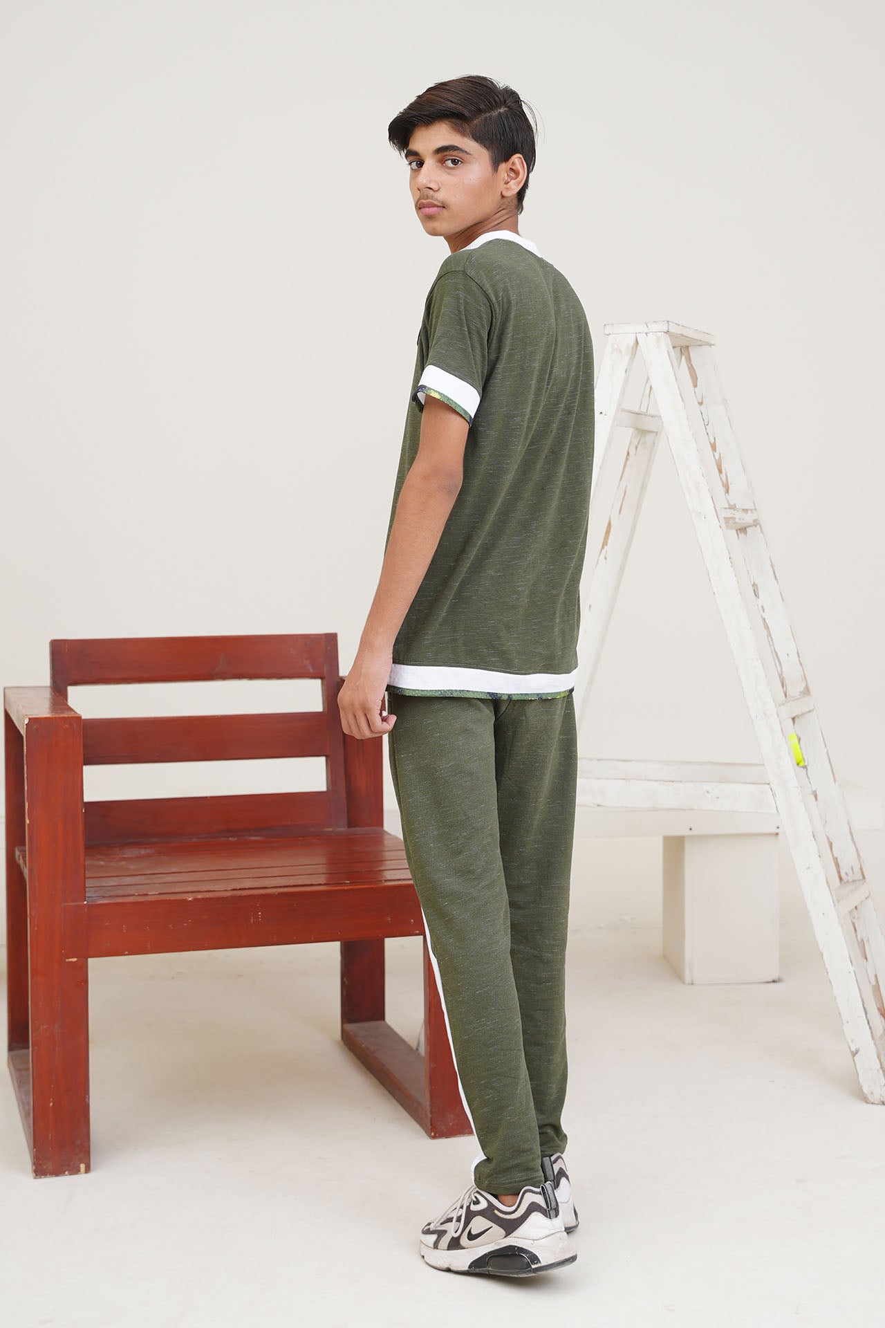 Nextage kids Green White Slub Textured Tracksuit
