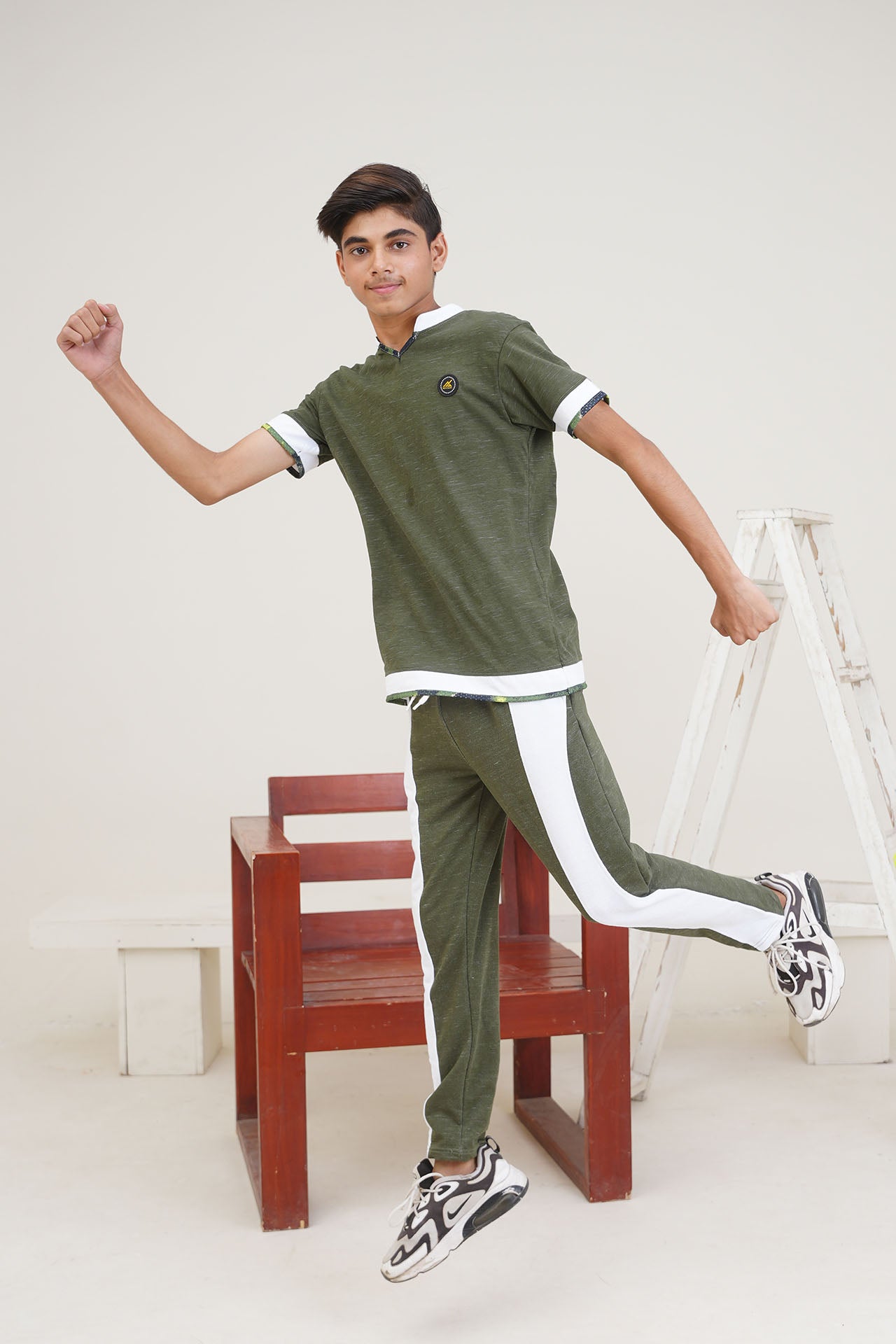 Nextage kids Green White Slub Textured Tracksuit