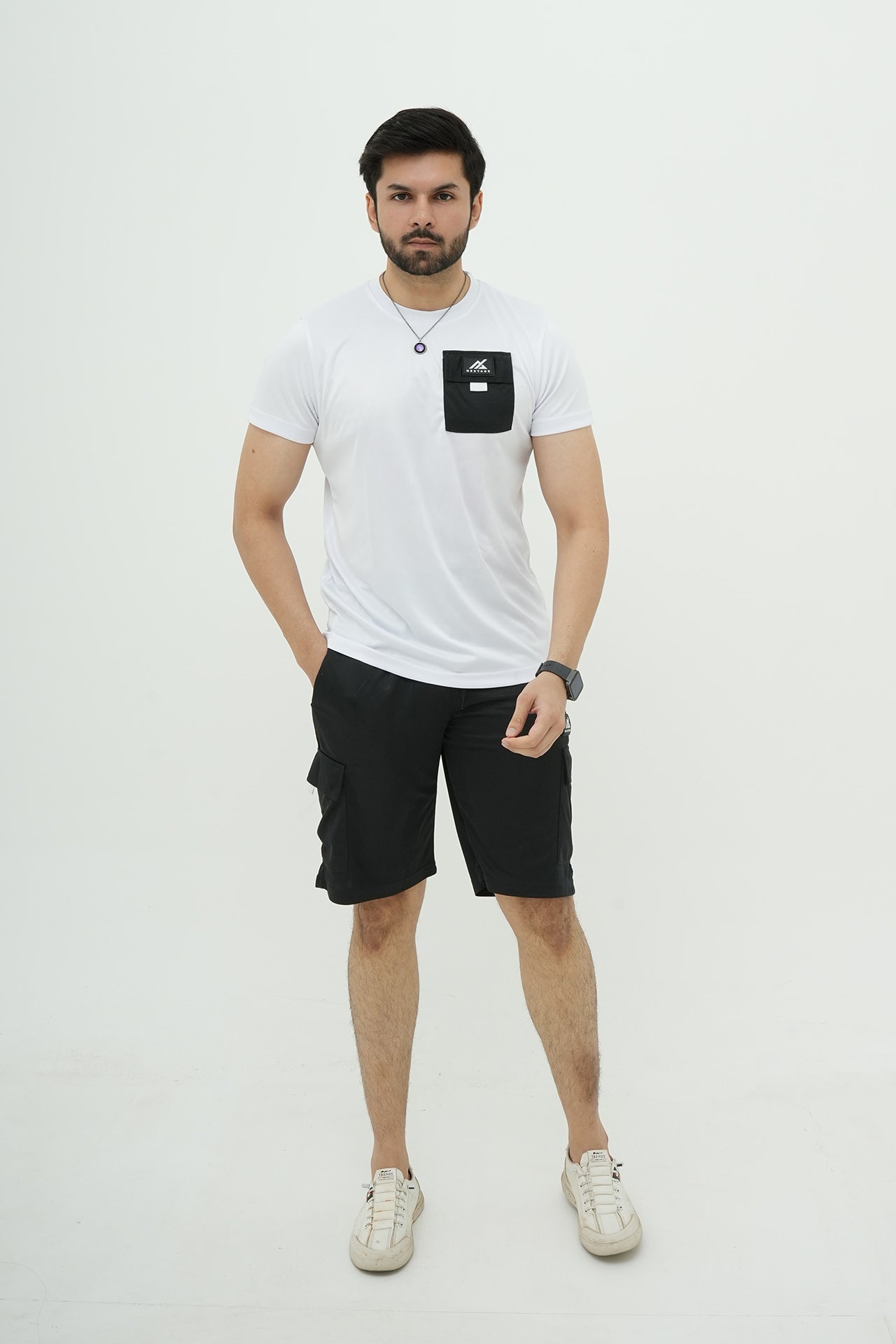 Black White Dri-Fit Cargo Short Set