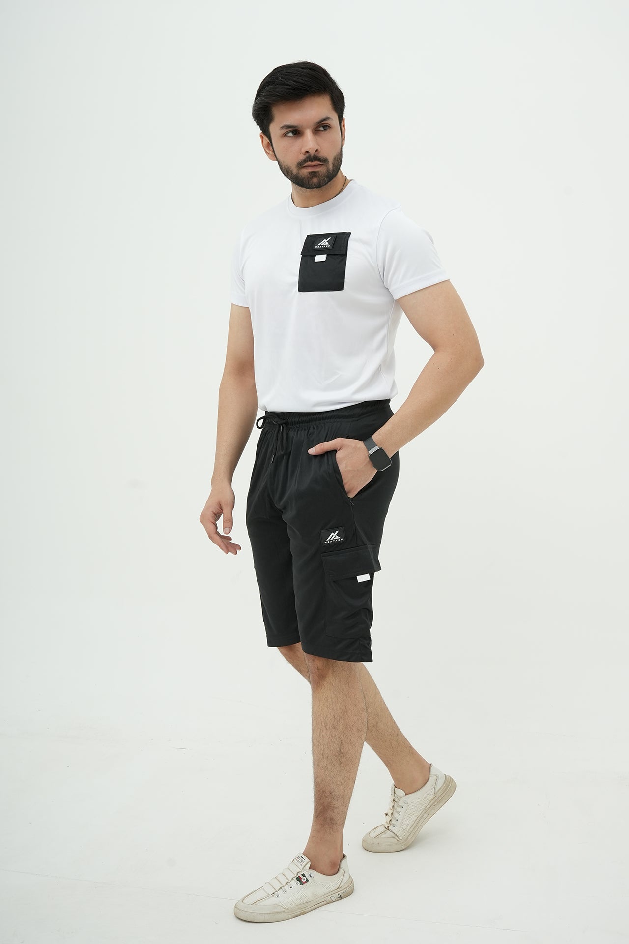 Black White Dri-Fit Cargo Short Set
