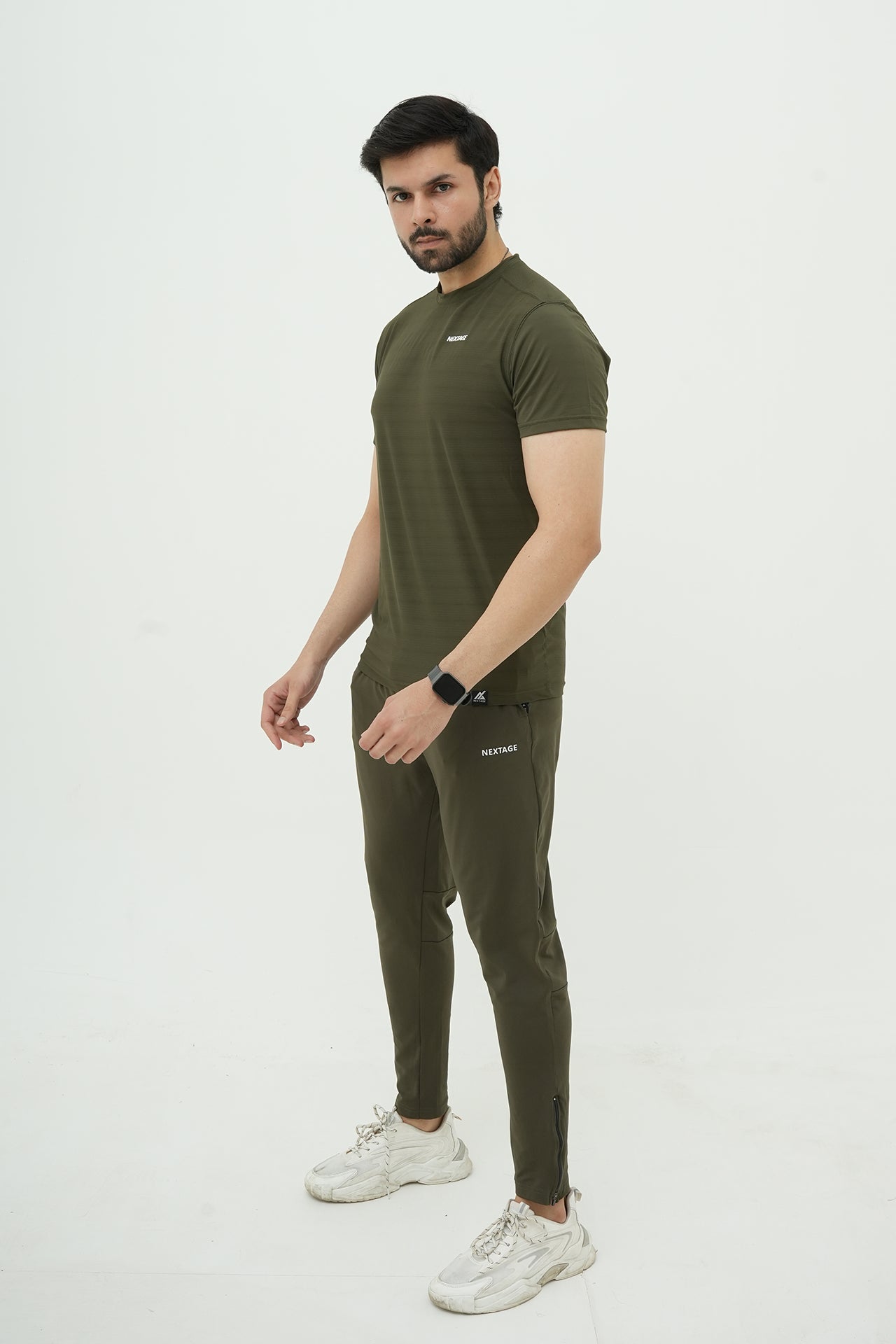 Nextage Premium Ultra Stretch Olive Green Tracksuit