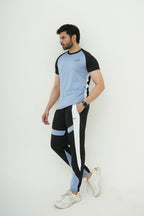 Sky Blue Black Panel Contrast Tracksuit