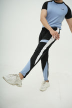 Sky Blue Black Panel Contrast Tracksuit