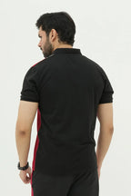 Nextage Black Contrast Striped Polo Shirt