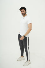 Nextage Grey White Contrast Spandex Tracksuit