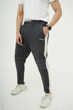 Nextage Grey White Contrast Spandex Tracksuit