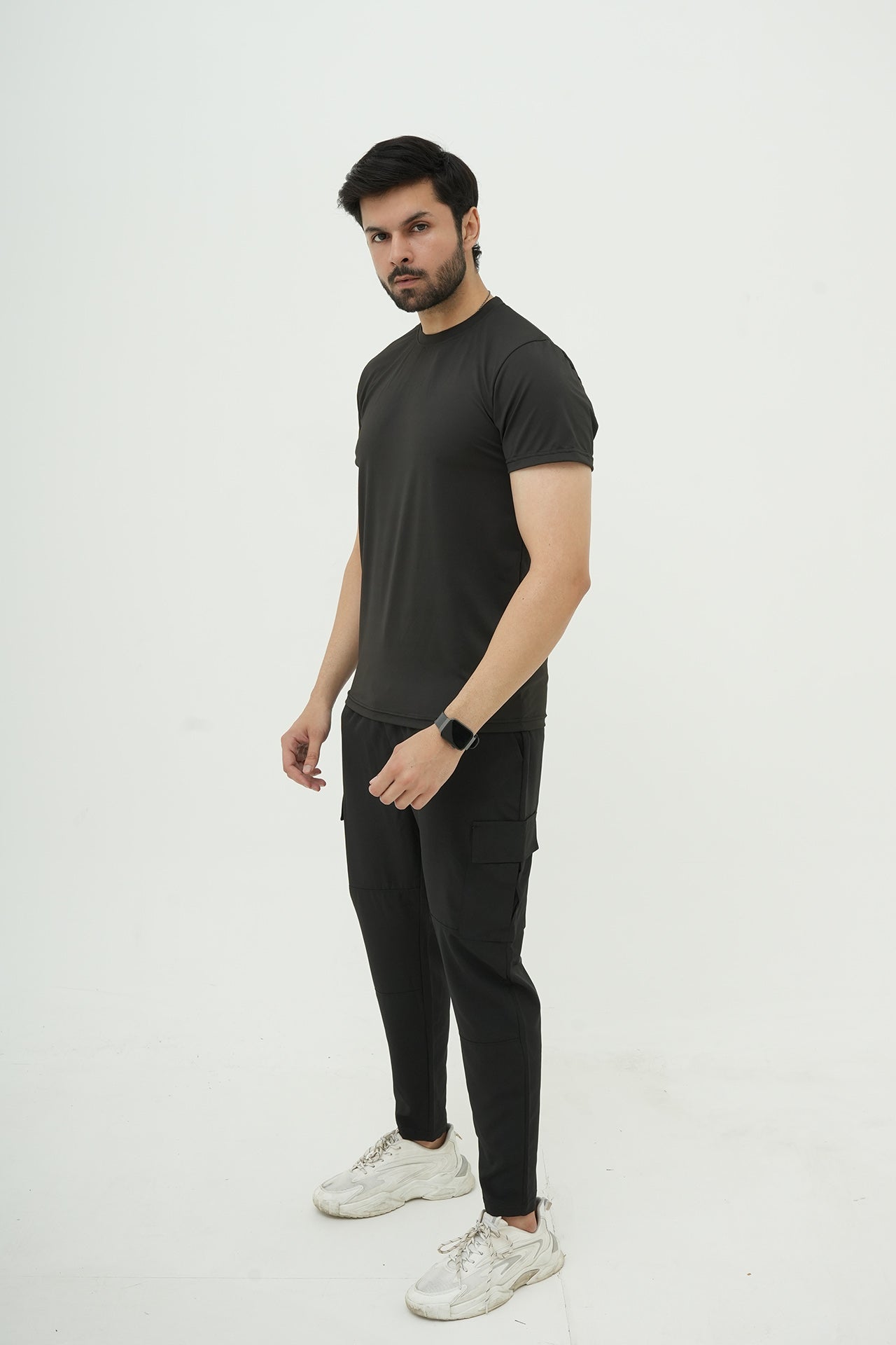 Nextage Black Ultra Stretch Activewear Tracksuit