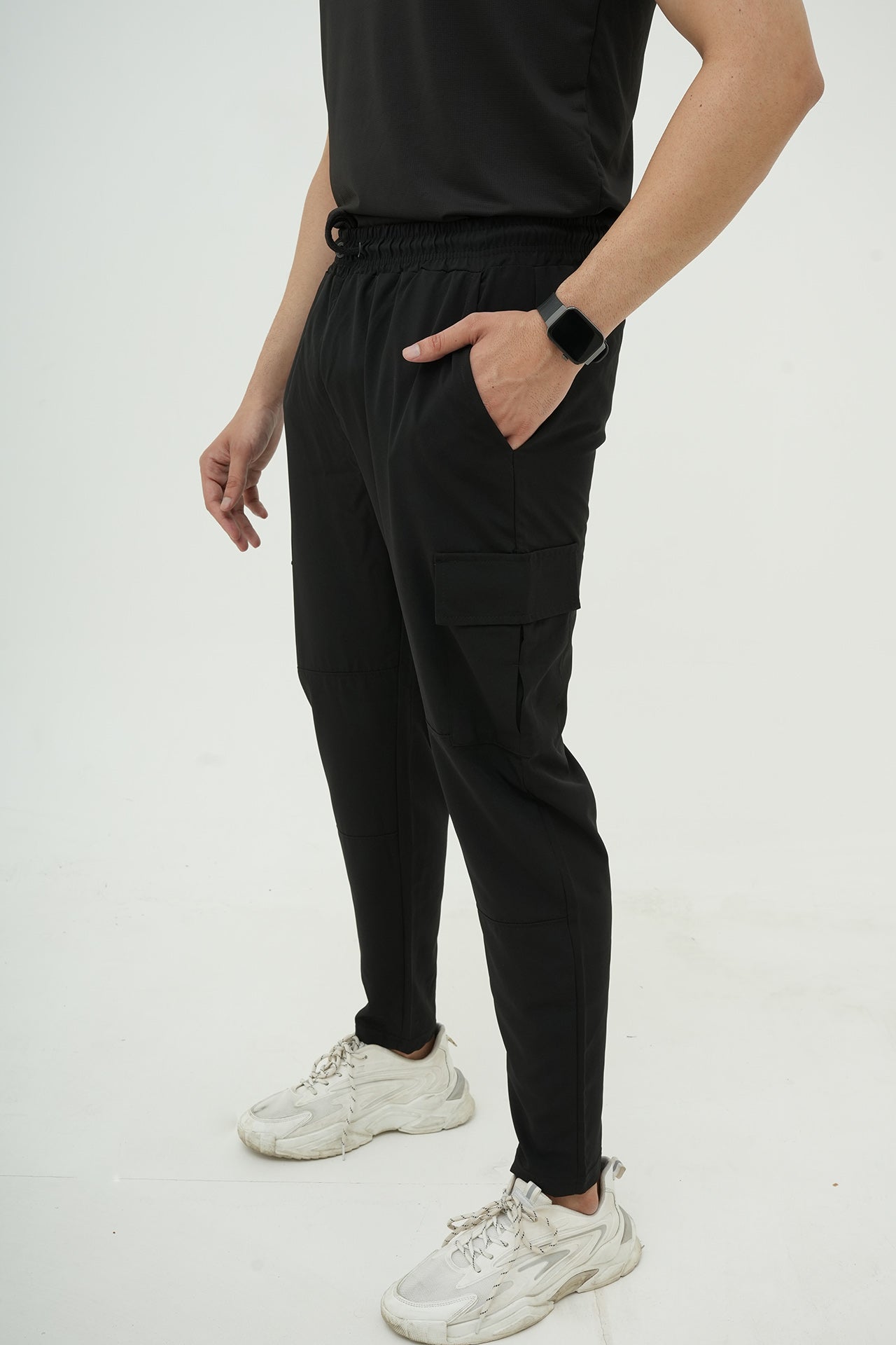 Nextage Black Ultra Stretch Activewear Tracksuit