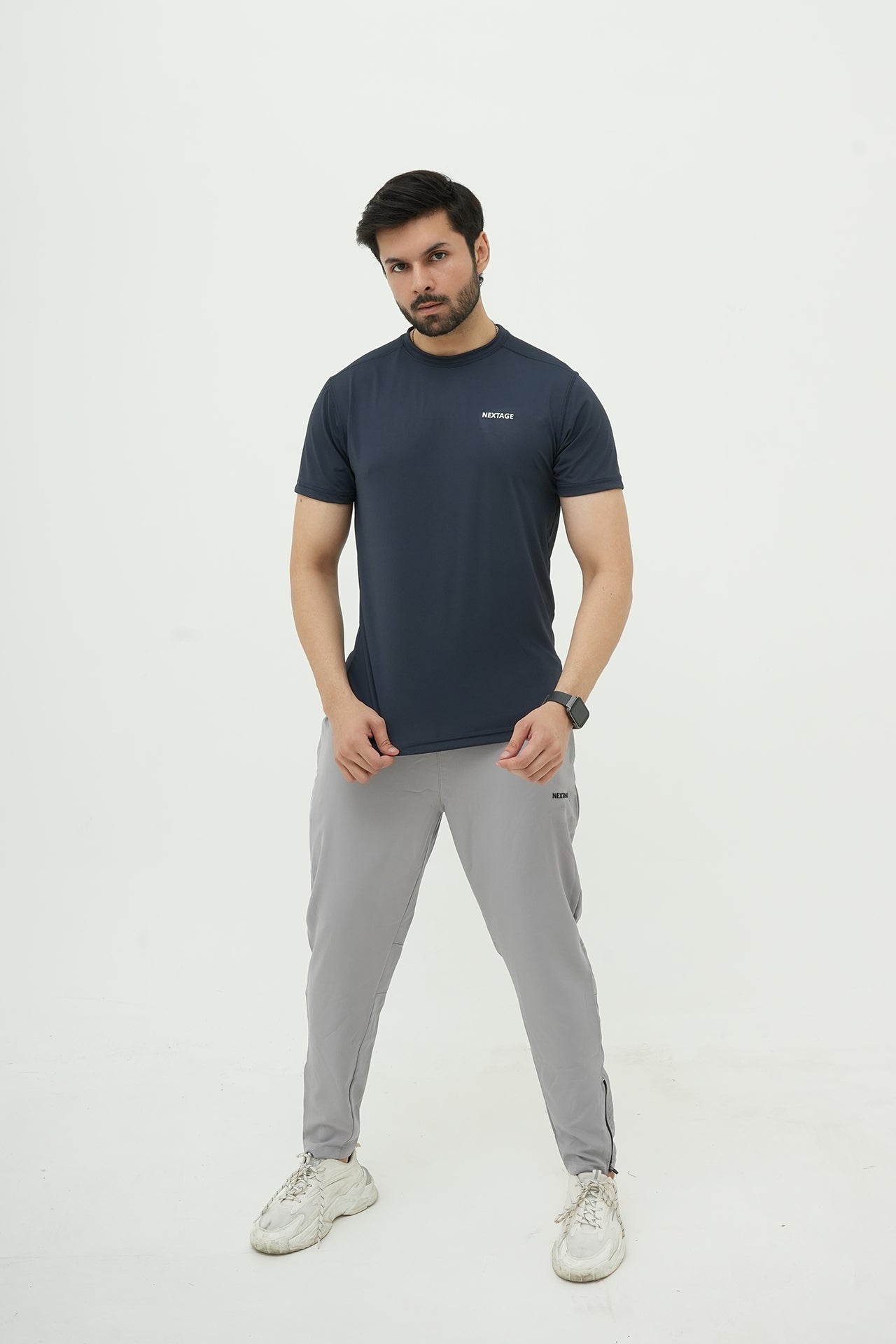 Nextage Grey Blue Ultra Stretch Spandex Tracksuit