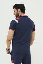 Nextage Navy Blue Cotton Polo Shirt