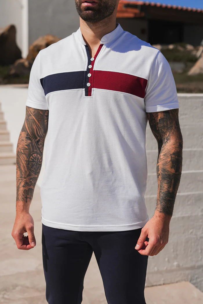 Nextage White Button Detail Polo Shirt