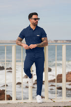 Metal Slogan Pocket Detail Navy Tracksuit