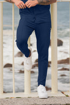 Smoke Grey Front Pleat Metal Badge Trouser