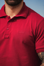 Nextage Maroon Polo Contras Black Pant Tracksuit