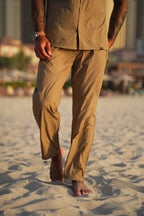Sand Crinkle Loose Fit Trouser