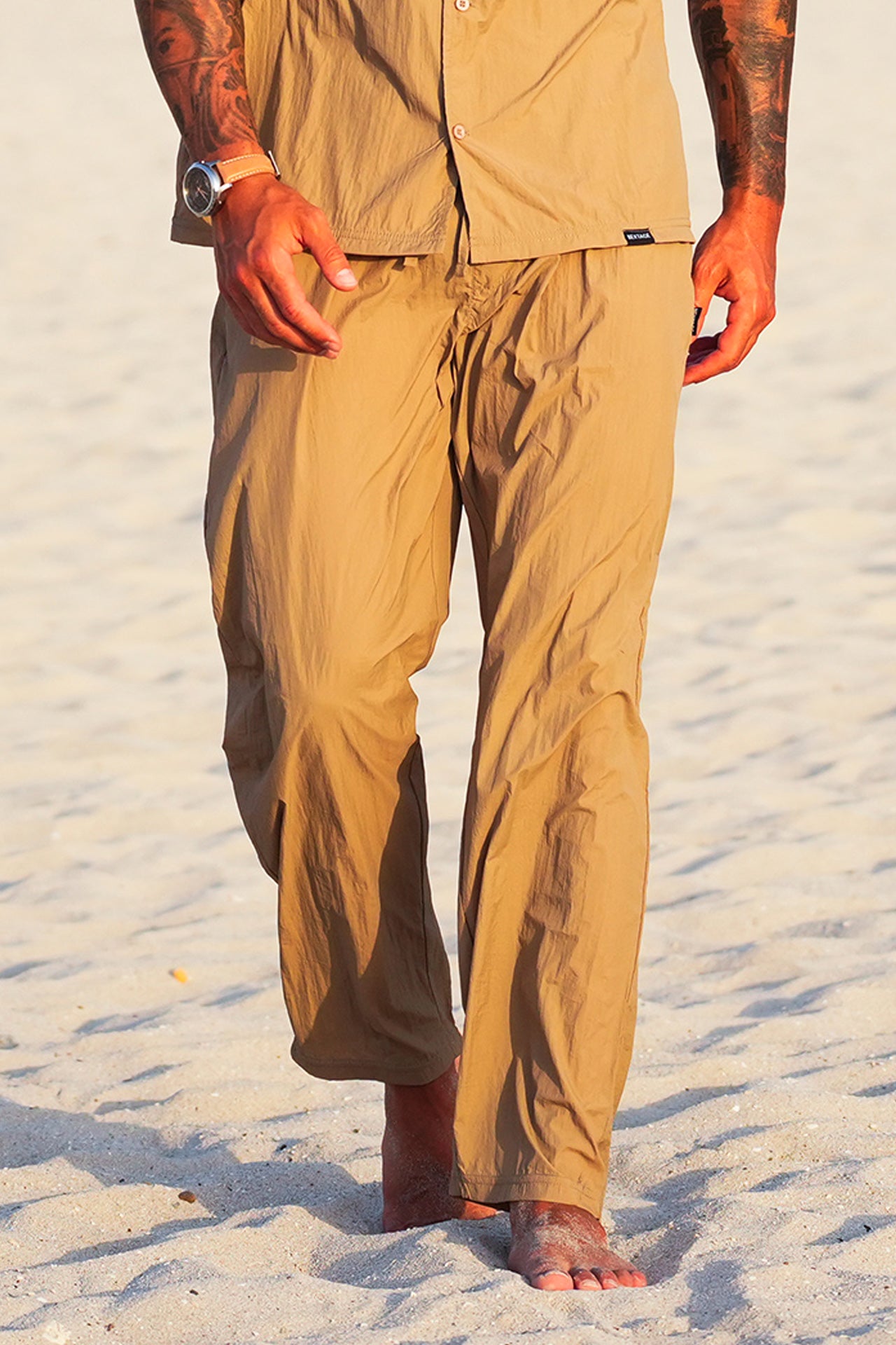 Sand Crinkle Loose Fit Trouser