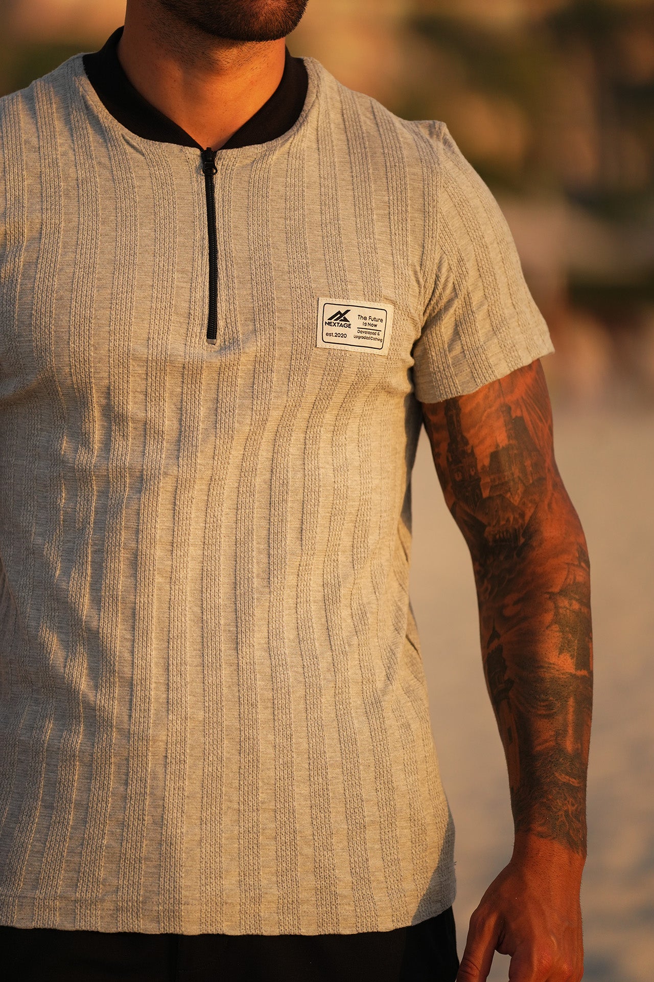 Jacquard Jersey Grey Black Short Set