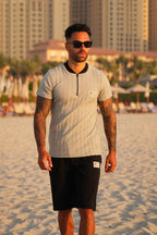 Jacquard Jersey Grey Black Short Set