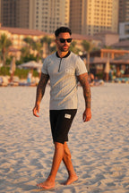 Jacquard Jersey Grey Black Short Set