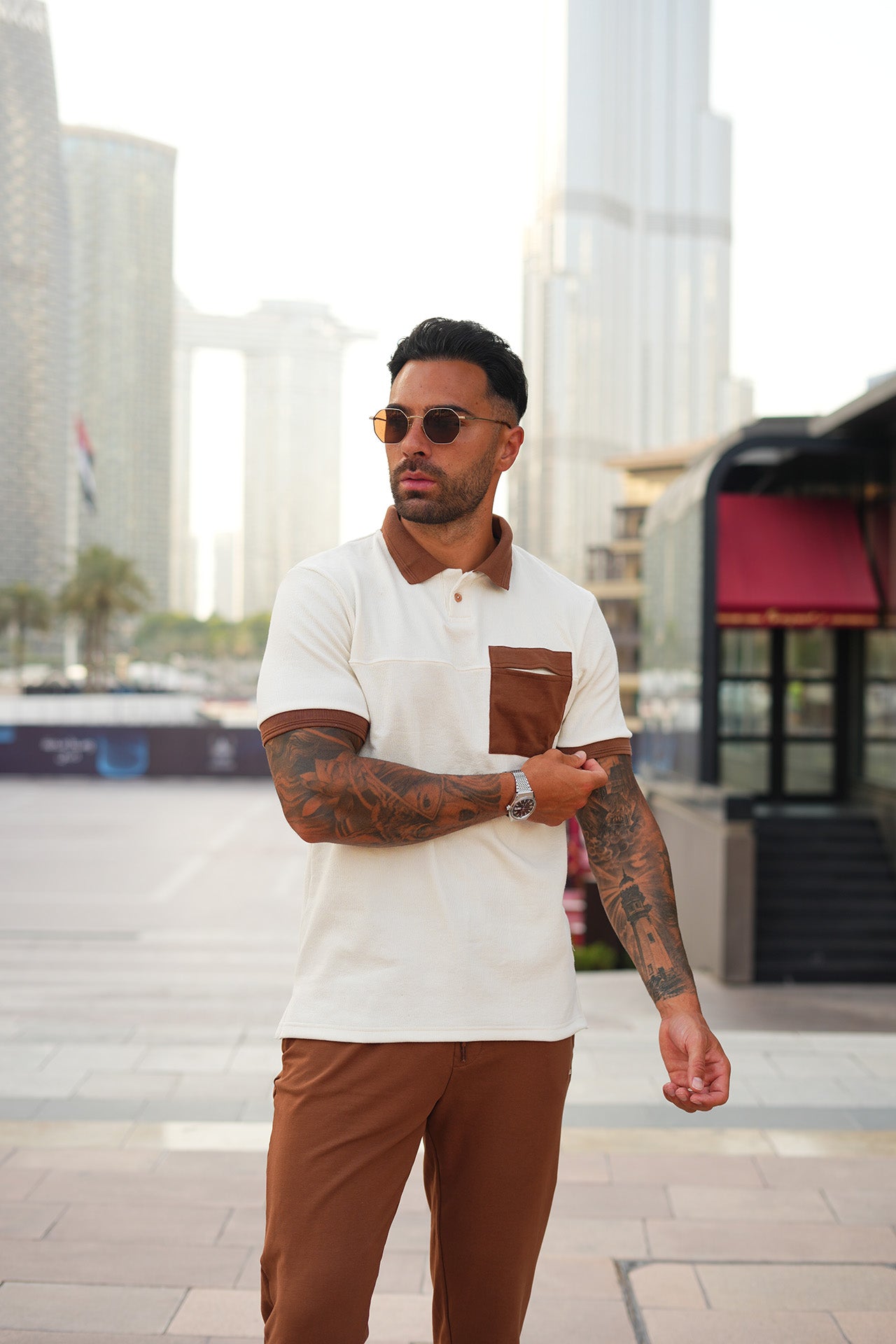 Premium OffWhite Slub Contrast Tracksuit