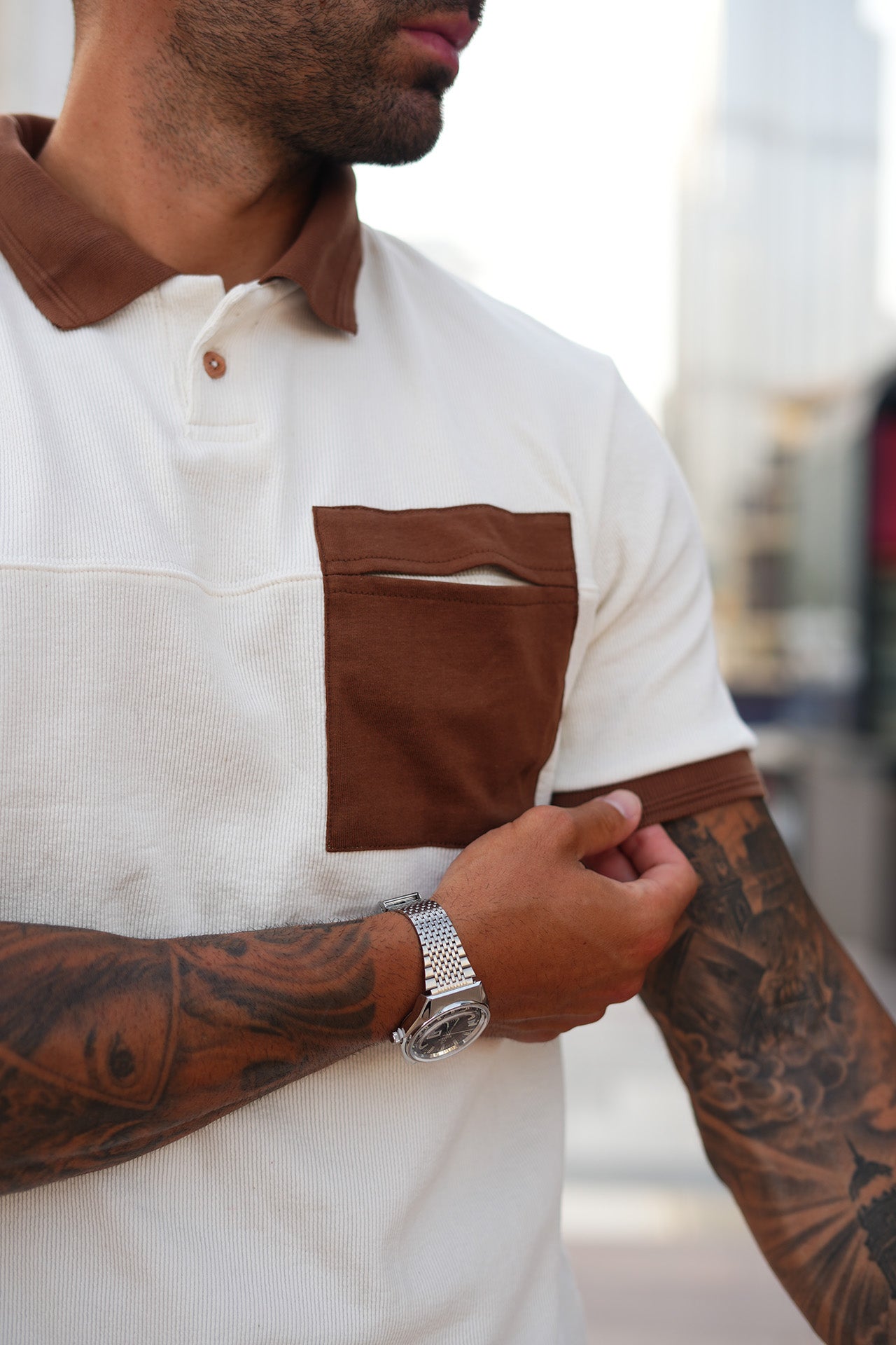 Premium OffWhite Slub Contrast Tracksuit