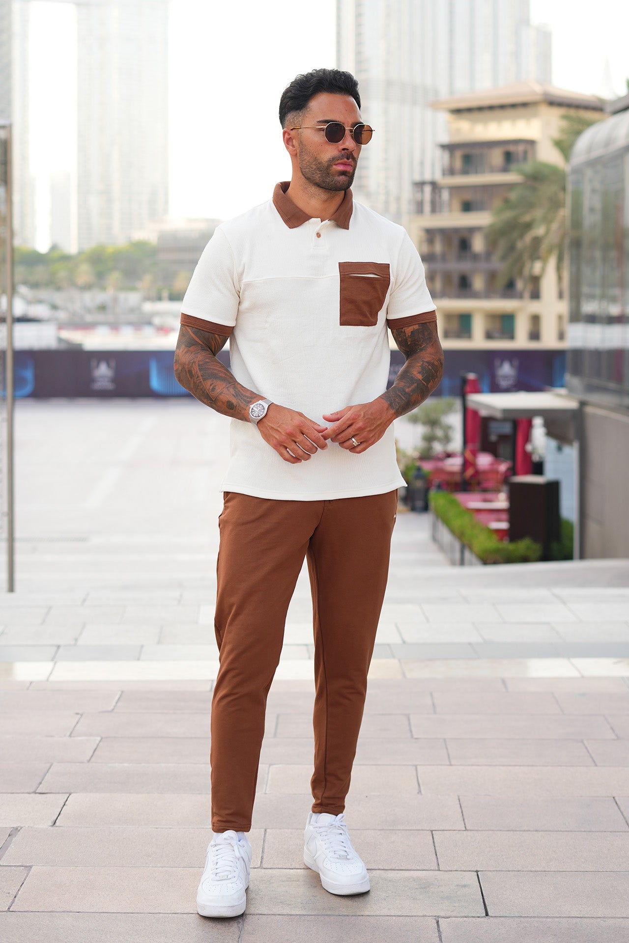 Premium OffWhite Slub Contrast Tracksuit