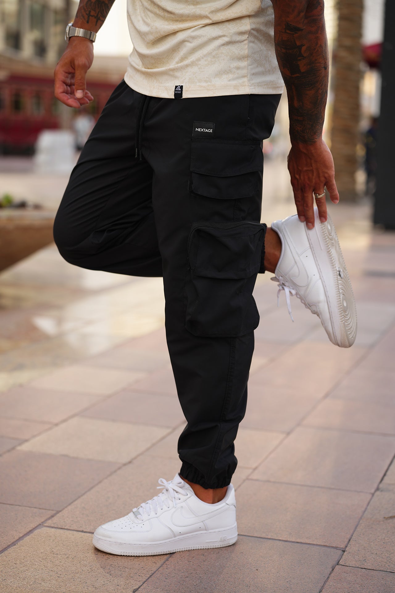 Ultra Stretch Premium Textured Printed Cargo Tracksuit
