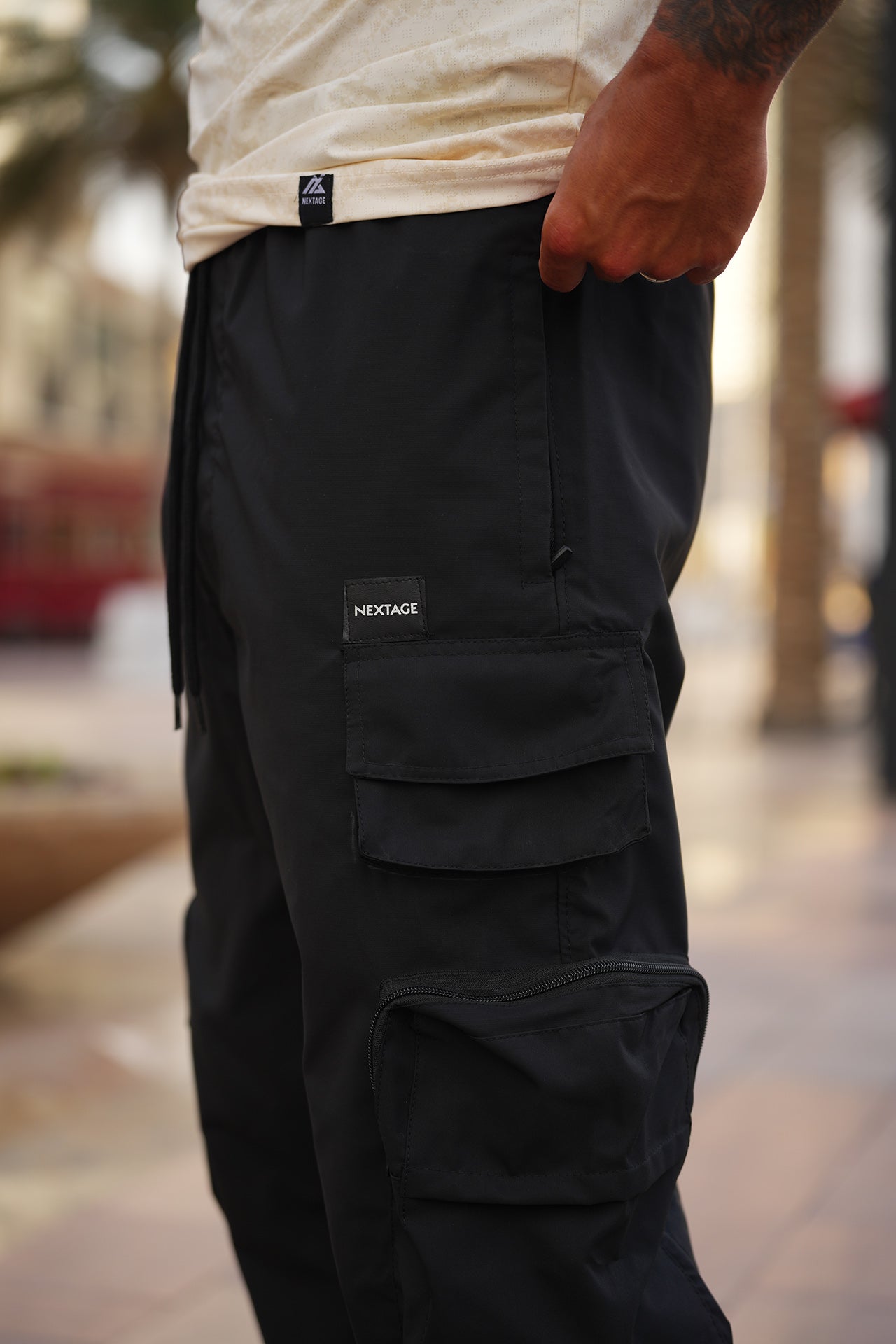 Ultra Stretch Premium Textured Printed Cargo Tracksuit