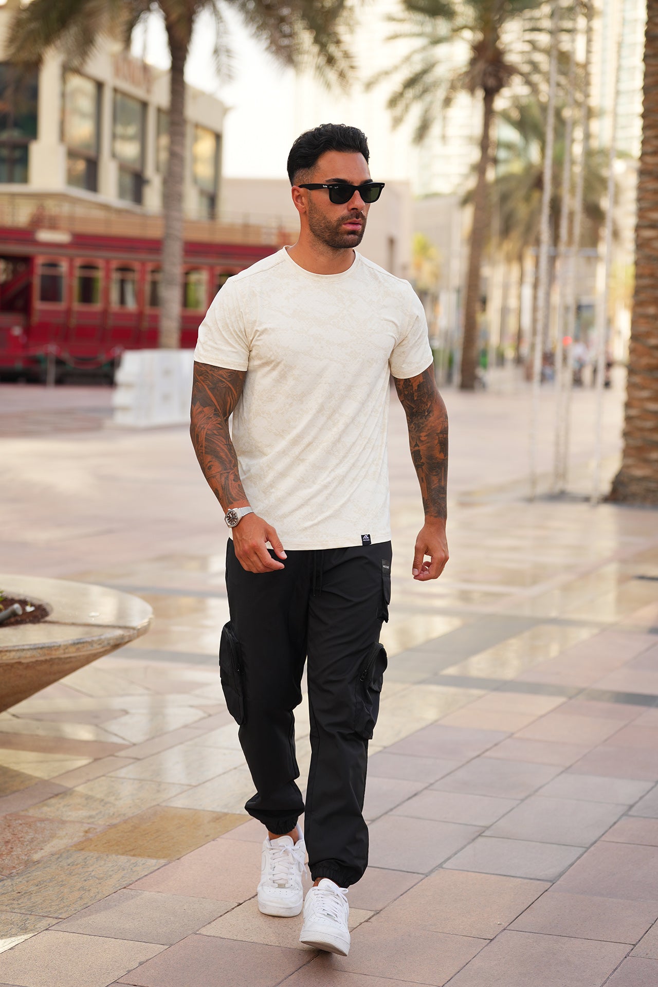 Ultra Stretch Premium Textured Printed Cargo Tracksuit