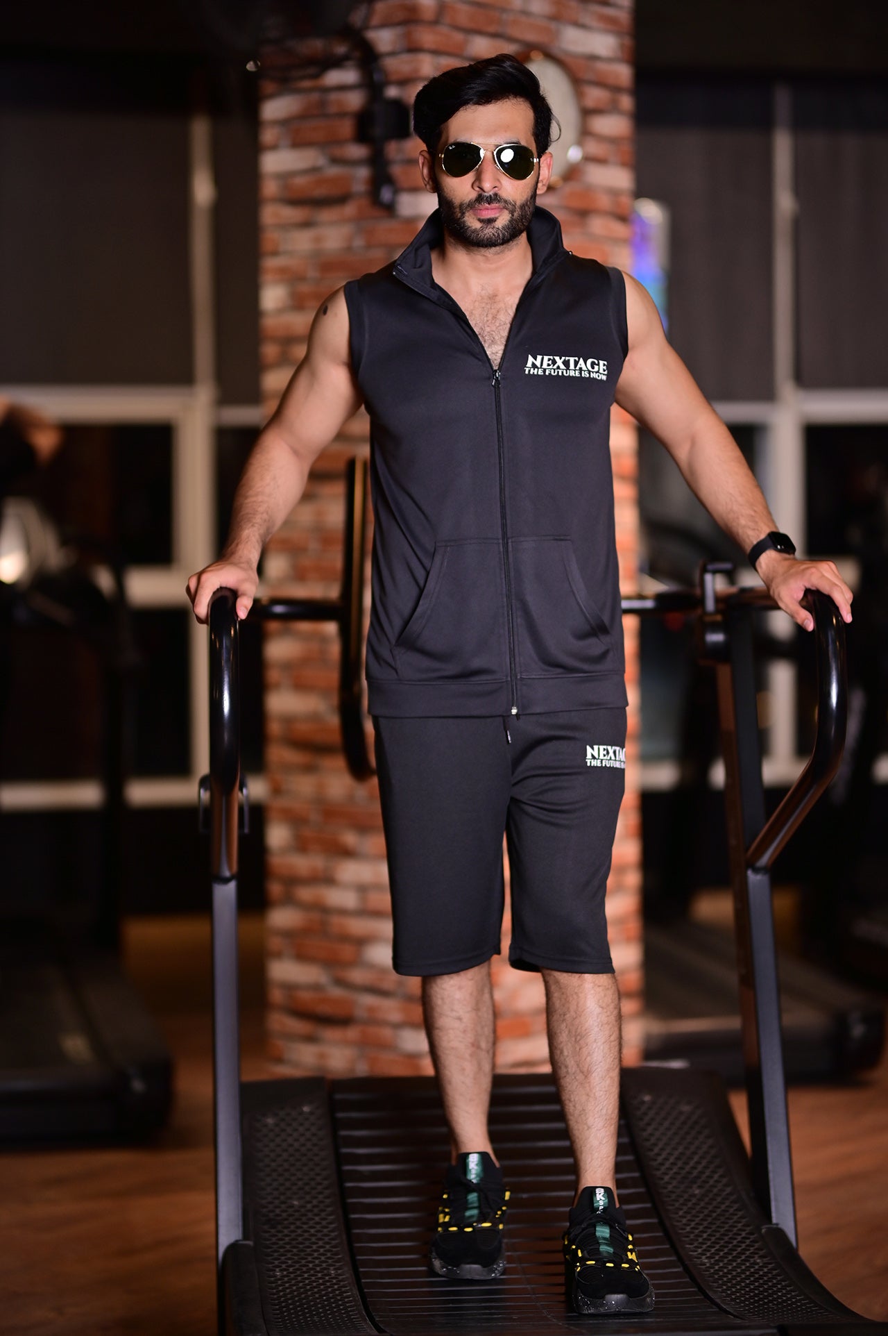 Black Slogan Dri-Fit Short Set